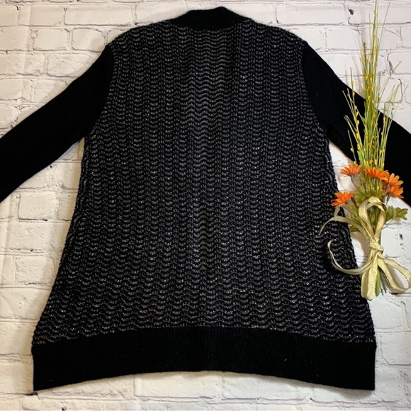 Free People Willow Caroline Black Metallic Patch Pockets Button Cardigan• Small - Picture 4 of 12